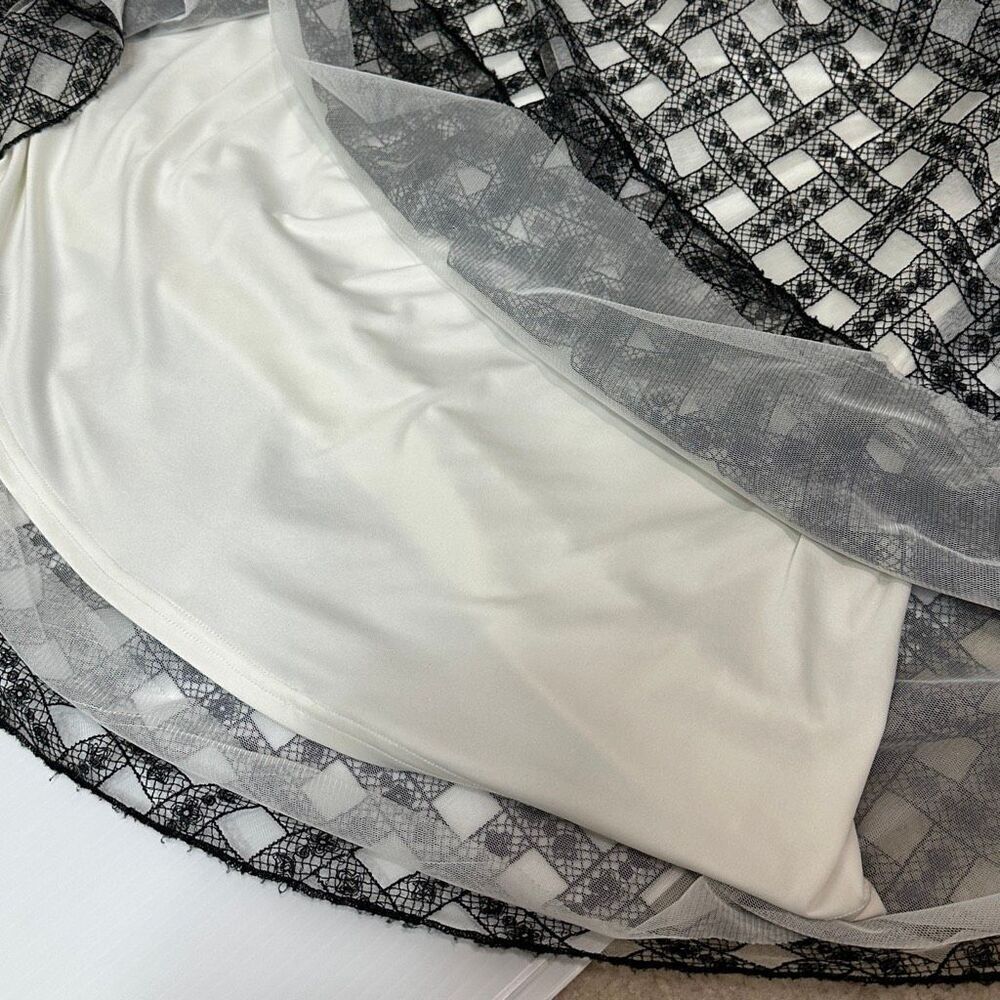 Tadashi Shoji Lattice Embroidered Strapless Gown Sz 4 Gala Formal Wedding $588 - Picture 9 of 14